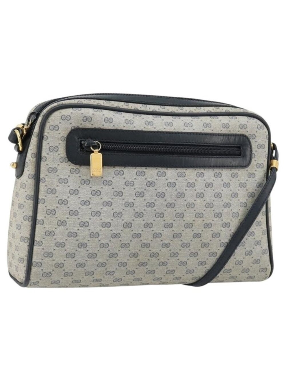 Authentic GUCCI Micro GG Supreme Old Shoulder Bag PVC Navy Gold 007 904 0014